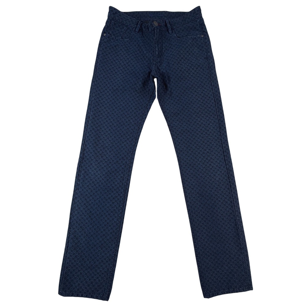 Robert Graham Slim Jim Mens‎ 32 Blue Geometric Jacquard Pants Italian Fabric